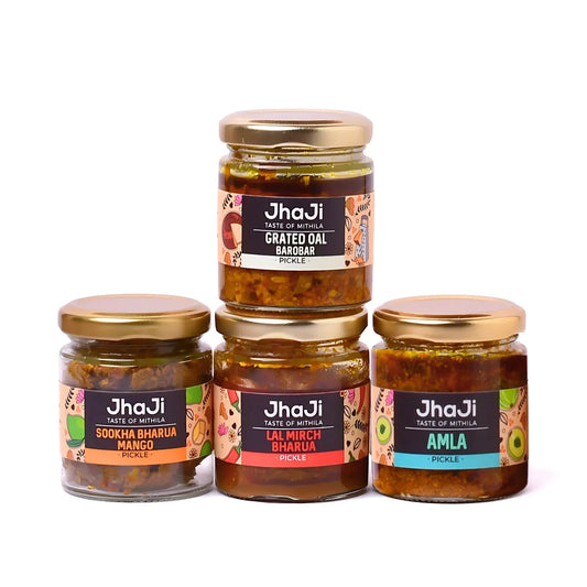 Kalpana’s Favorite 4 Pickles in 1 Sample Pack | Oal, Mango, & Lal Mirch Pickle