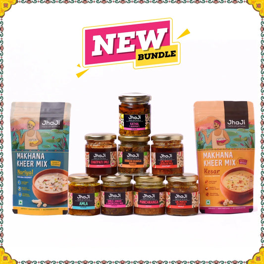 Bindass Bihar Bundle: 8 Pickle Sample Pack & Instant Makhana Kheer Mix