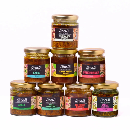 Sample Pack of Pickles & Chutneys Without Garlic & Onion | 8 Flavors in 100g Jars